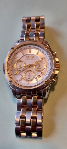 Relic Chronograph ZR66045 All St. Steel Quartz Men's Watch Sz.6 1/2" New Battery - Picture 2 of 4