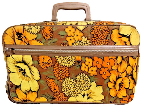 VINTAGE PETER'S BAGS "FLOWER POWER" FABRIC SOFTSIDE HAND TRAVEL SUITCASE LUGGAGE