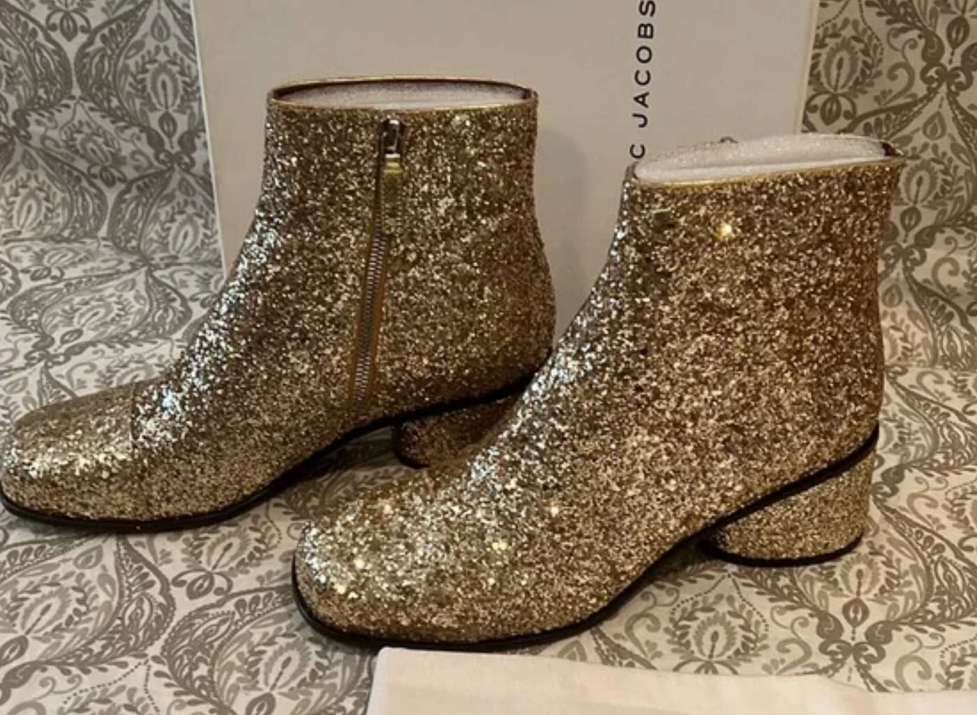 SAINT LAURENT Splendidi stivali glitter oro Marc Jacobs 37 6 5 7 anni miu