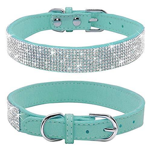 Oogverblindend Sprankelend Elegant Chique Suède Leer 1 Rijen Bling Strass Kristal Juwelen Kleine Huisdier Kat Hond Puppy Halsband