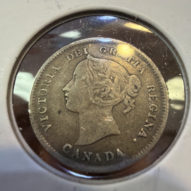 1891 CANADA SILVER FIVE CENTS QUEEN VICTORIA R35