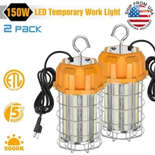 2-Pack 150W LED Temporary Construction Work Light For Basement Workshop Portable