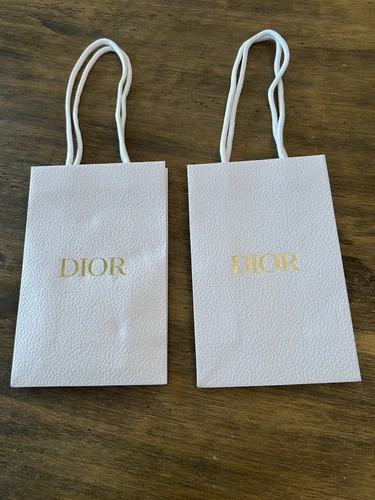 DIOR Authentique sac shopping/cadeau en galet blanc avec poignée lot de 2