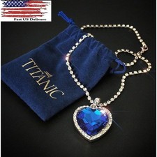 Blue Titanic Heart of the Ocean Crystal Pendant Necklace Rhinestone Jewelry A89