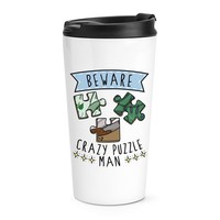 Beware VerrüCkte Puzzle Mann Reise Becher Tasse Lustig Puzzle Puzzler Vatertag