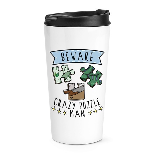 Beware VerrüCkte Puzzle Mann Reise Becher Tasse Lustig Puzzle Puzzler Vatertag-image