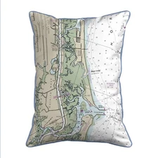 Betsy Drake Sunset Beach NC Map Pillow 16x20 - Large Corded