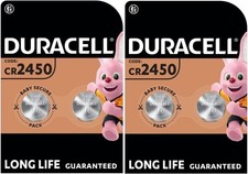 4x Duracell CR2450 3V Lithium Coin Cell Battery 2450 DL2450 Longest Expiry UK
