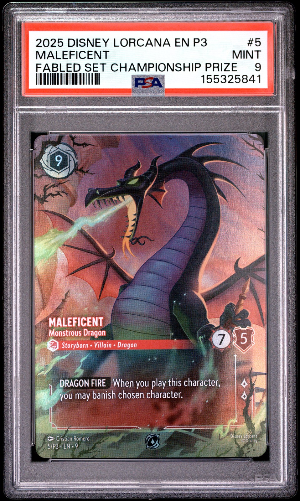 2025 DISNEY LORCANA EN P3-PROMO #5 MALEFICENT - MONSTROUS DRAGON PSA 9