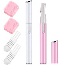 2 Pcs Electric Eyebrow Trimmer Women Precision Face Razors Mini Shaver with Comb