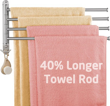Extra Long Swivel Towel Bar 19.5" 4-Arm, Swing Out Towel Rack