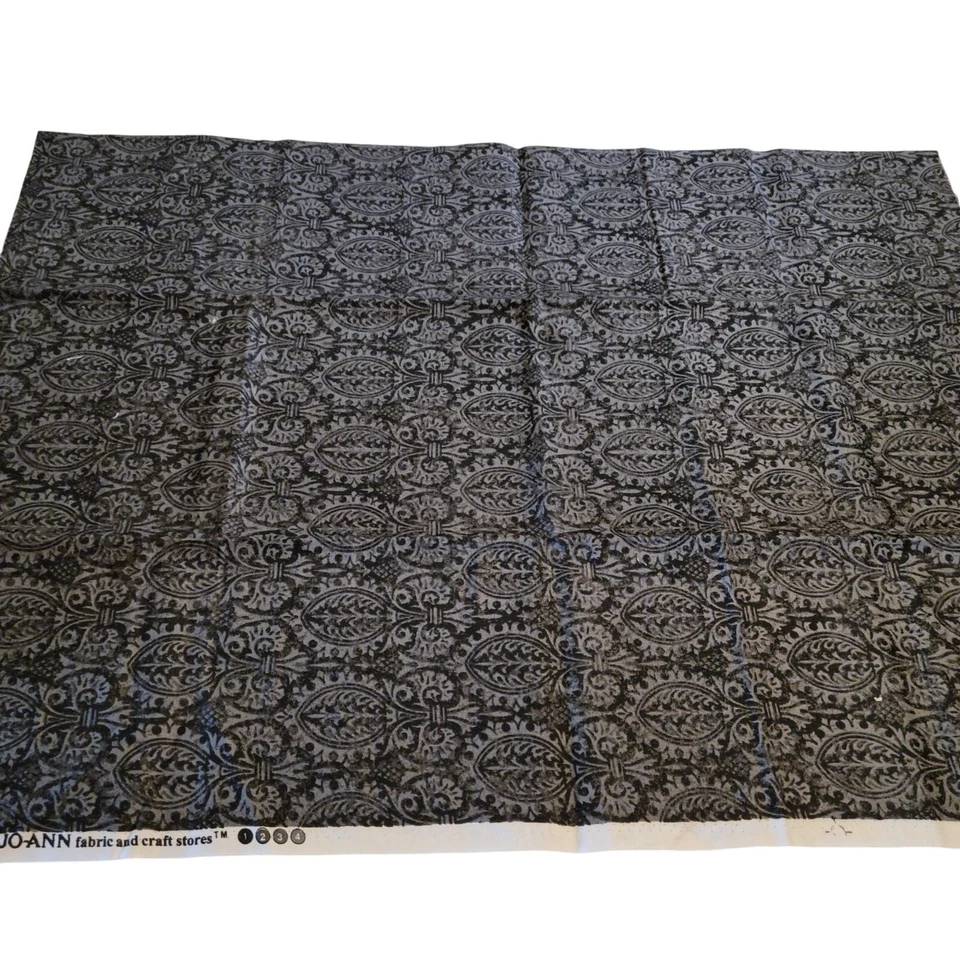 Cotton Fabric Black Gray Damask Scroll Pattern 28" x 44" Colorbok for JoAnn - Image 3 of 4