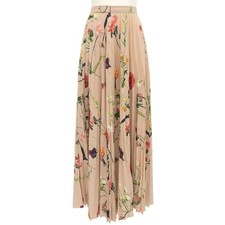 Excellent VALENTINO Pleated skirt Floral maxi dress silk Women 42 UB0RA702624