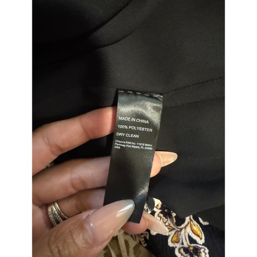 Chico’s Black Label Sz 6 Sleeveless Pleated Ruffle Hem Abstract Dress NWOT - Picture 8 of 12