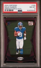 2024 Panini Certified - Rookies Malik Nabers #105 Mirror Purple /10 (RC)