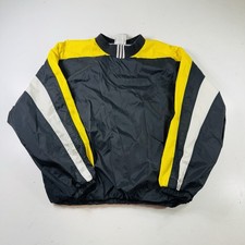 Vintage 1990s Adidas Windbreaker Pullover Black  Yellow Three Stripes Size XL