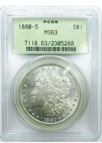 1880 - S  US Morgan Silver Dollar $1 - PCGS- MS63 **OGH**