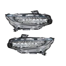 Chrome LED Headlight Assembly For 2016-2019 Honda Civic Headlamp Left&Right Side