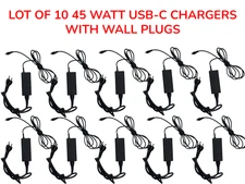 LOT x10 45W USB C AC Adapter Chargers for Laptop Chromebook DELL HP SAMSUNG ACER