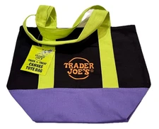 Trader Joe’s Halloween Mini Canvas Treat Tote Bag Black Purple Green Multicolor