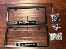 Porsche 911 Turbo Black Front Back Metal Plastic License Plate Frames Hardware