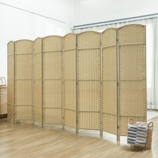 8 Panel Room Divider Freestanding Folding Privacy Screen Beige