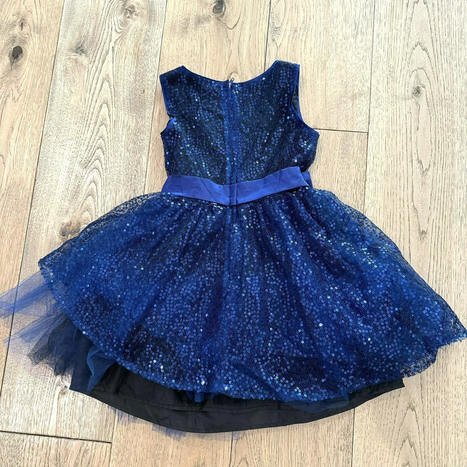 Vestido American Girl Happy Holidays Lentejuelas y Piel Sintética Encogida Azul NIÑOS Talla 7 8 Foto 4 de 4