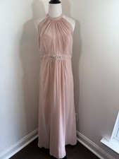 Ada James Dress L Dusky Pink Pleated Chiffon Prom Bridesmaid Wedding Formal