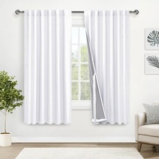 100 Blackout Curtains 63 Inches Length with Tiebacks- Thermal Insulated Doub...