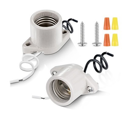 Surface Mount Light Socket,E26 Medium Screw Porcelain Bulb Socket,Cleat Lamp ...