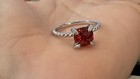 Silver DAVID YURMAN 8MM Chatelaine Ring with Red Garnet  and Diamonds Size 9.5 — photo 3