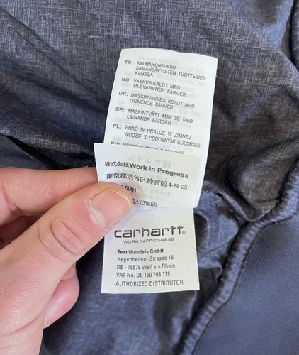 Carhartt Men’s Jacket Stone Windbreaker Nylon Polyester Blue Size S - Picture 8 of 11