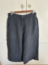 OSKA 100% Linen Dark Grey Lagenlook Wide Leg Trousers OSKA Size 3 UK 14 