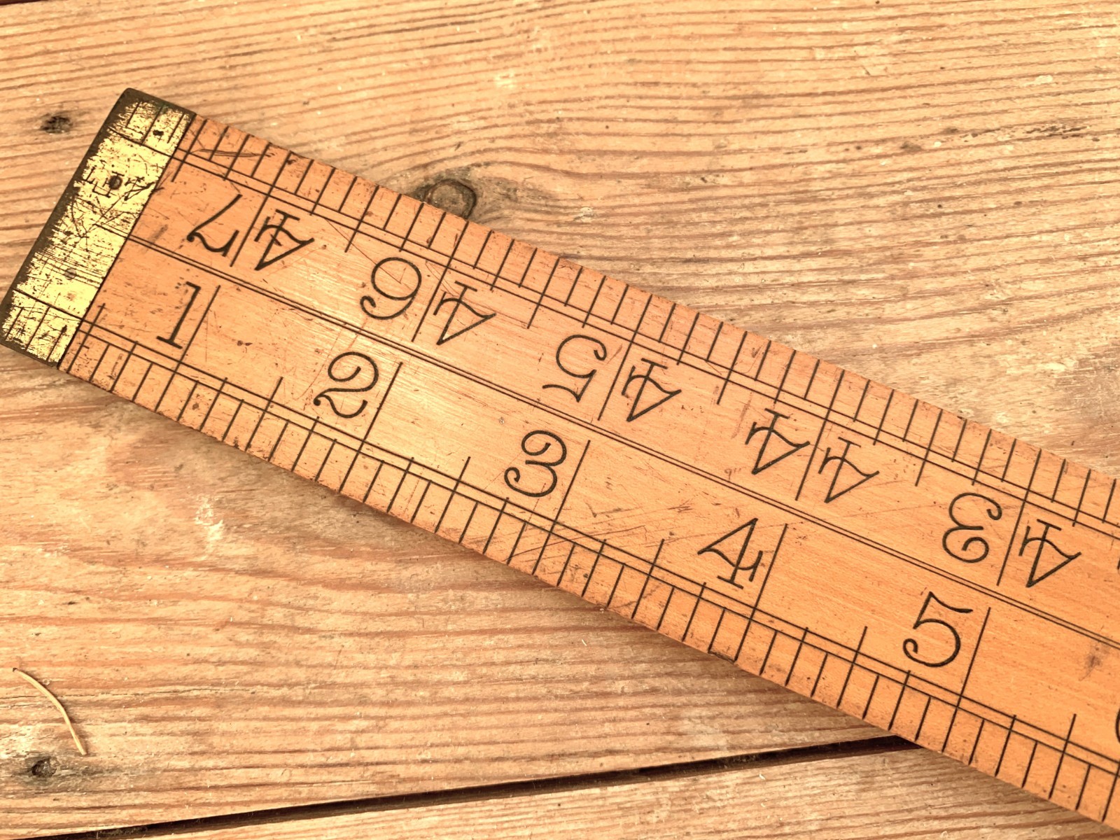 Vintage 'J.Rabone & Sons, Birmingham' 4 ft (48in) Wood Ruler, Brass No.1139 GC