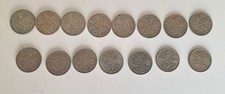 Set of 15 Queen  Elizabeth II 1953–1967 6d Sixpence Coins