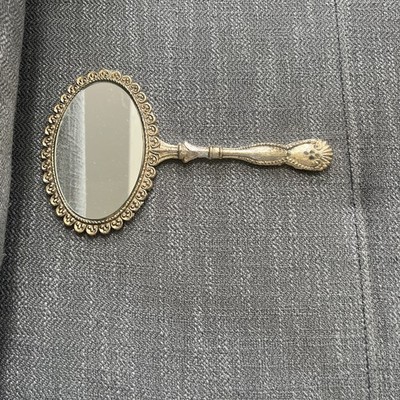Vintage Double Sided Ornate French Gilded Hand Mirror 9 1/4'' Tall