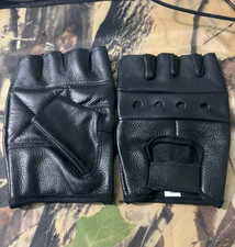 Men's Leather Fingerless Motorcycle Biker Gloves - Driving Riding Fitness Gloves