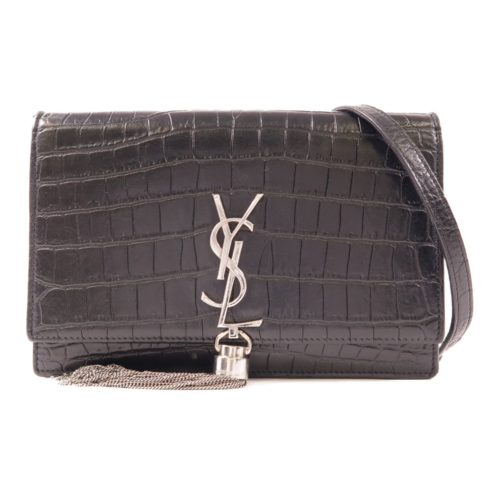 Borsa a tracolla YVES SAINT LAURENT YSL SHW Kate catena 452159 pelle di vitello nera