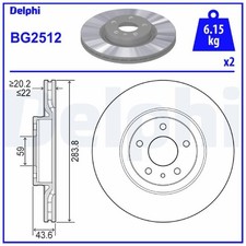 2x Bremsscheibe vorne für Fiat Croma 154 Doblo 263 Fiorino 225 Qubo | 26222758