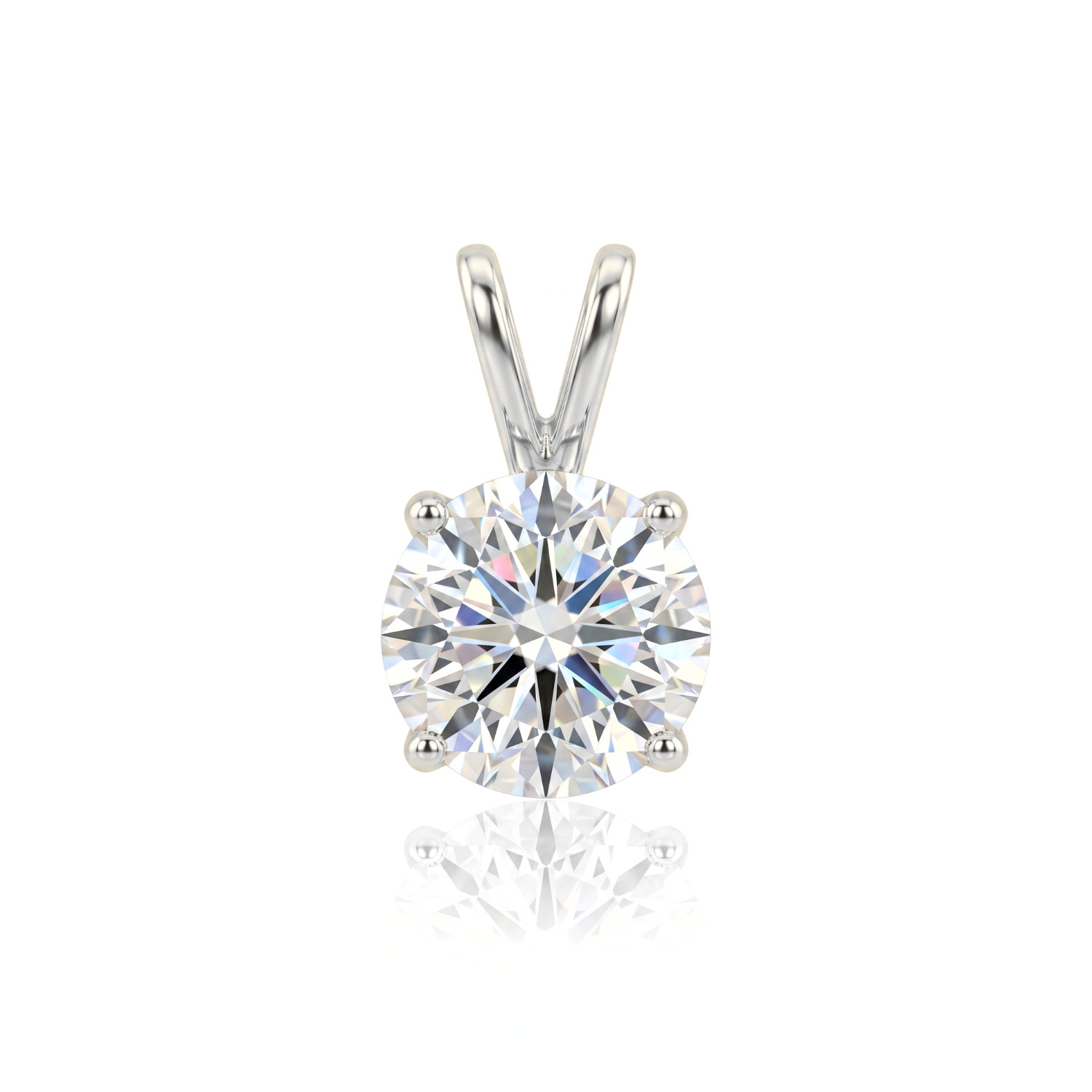14K White Gold F VS Solitaire Round Diamond Pendant Necklace .50ct-1ct Lab Grown