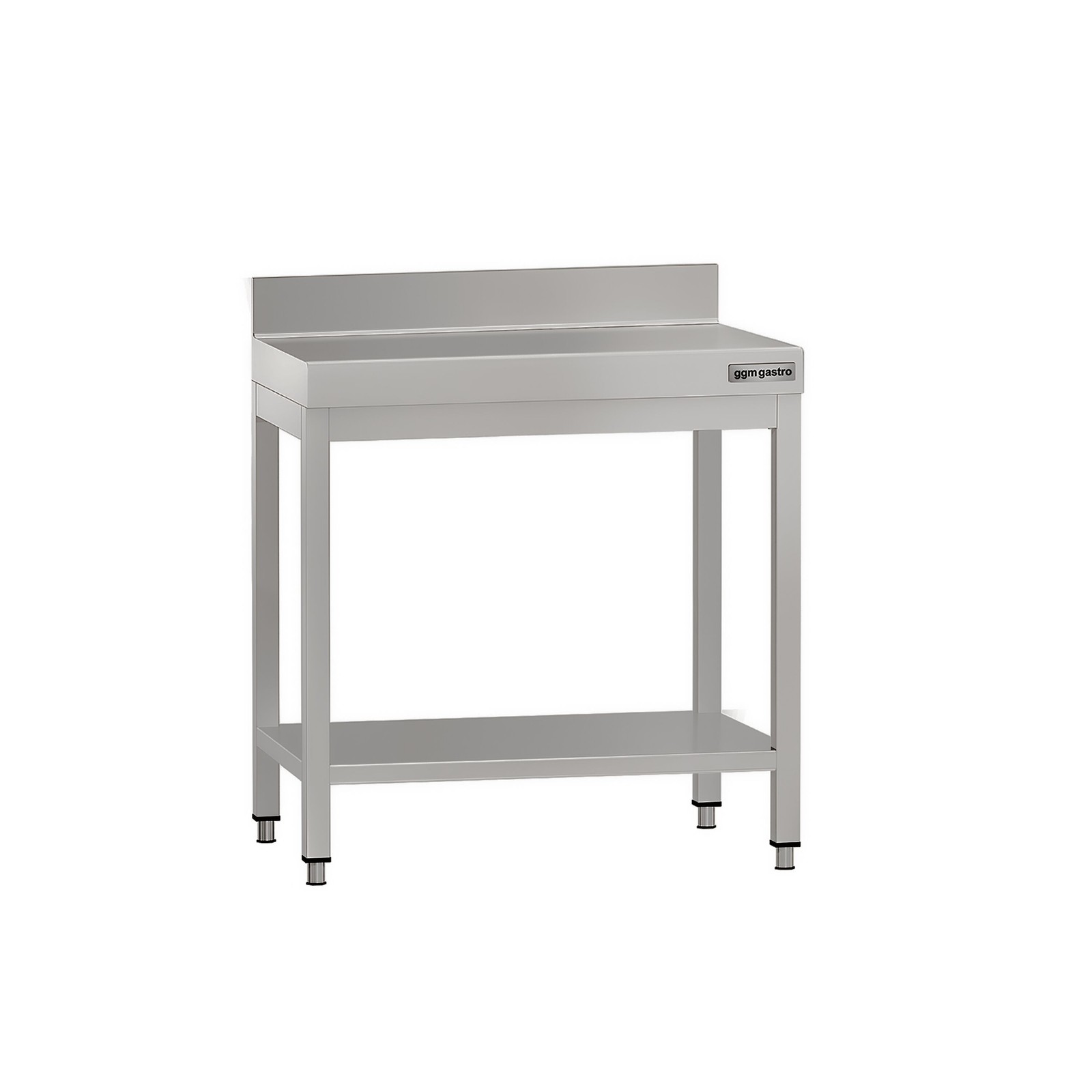 GGM Gastro Edelstahl Arbeitstisch ECO - 600x600mm - mit Grundboden & Aufkantung