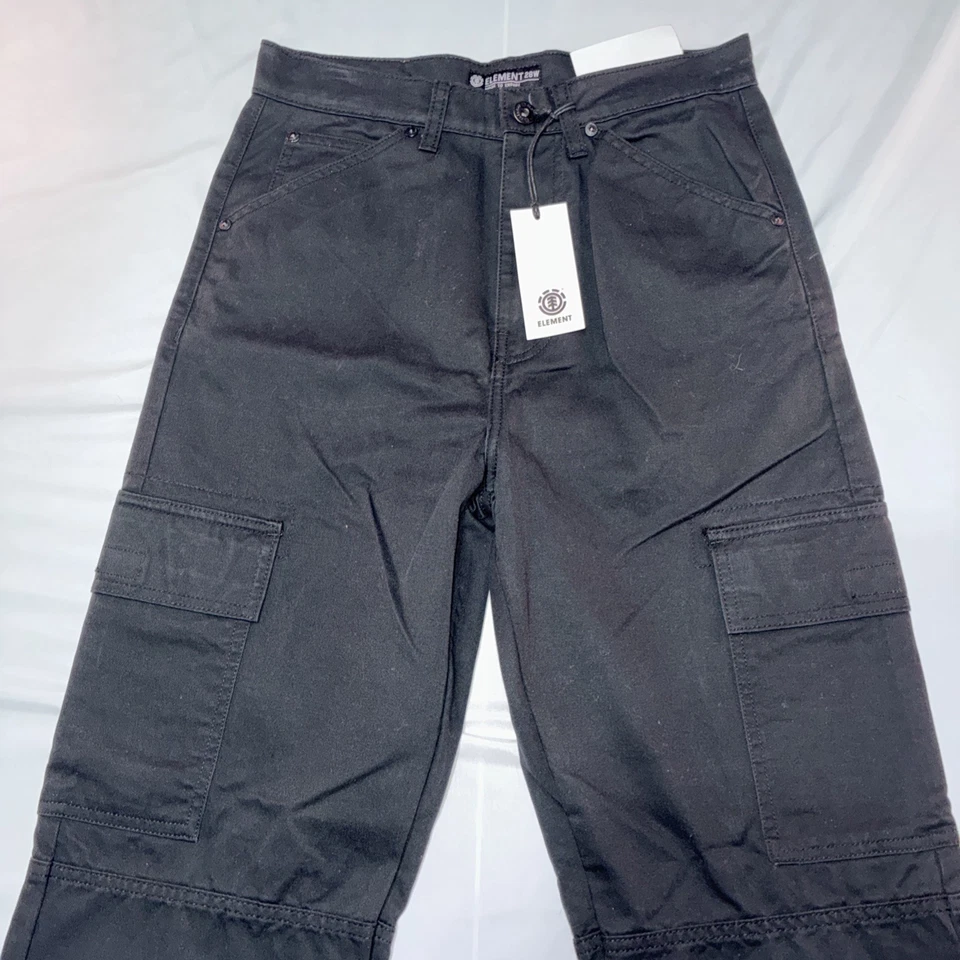 Pantalones cargo Element Y2K pierna ancha surf patinador grunge para mujer talla 28 nuevos con etiquetas negros Foto 3 de 4