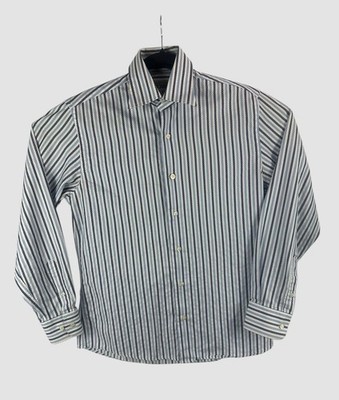 Gianfranco Ferre Studio Mens Medium Striped Dress Shirt Designer Button Front