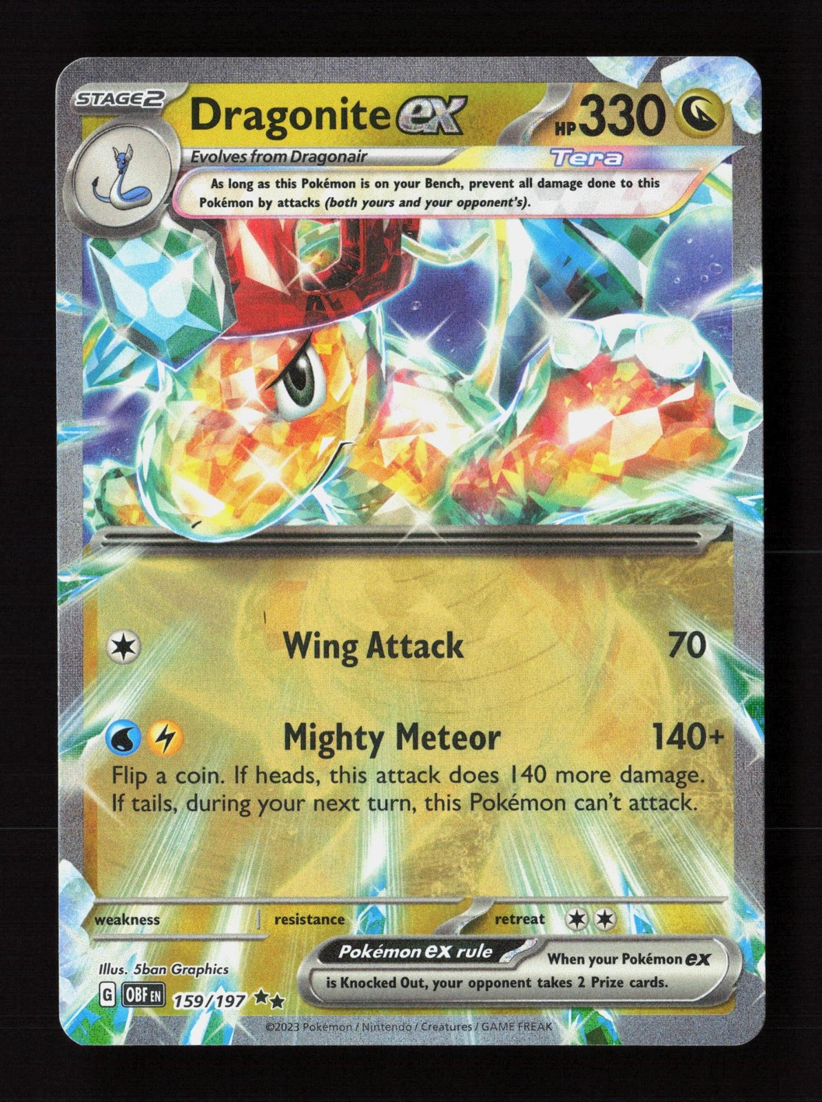 Dragonite ex 159/197 Double Rare Obsidian Flames Pokemon Near Mint