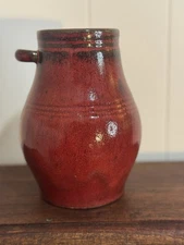 Vintage Red Hand Crafted Studio Pottery Vase