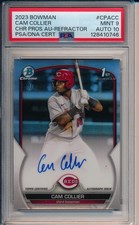 2023 Bowman Cam Collier Chrome 1st Auto Refractor /499 Reds PSA 9 Auto 10