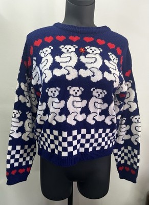 Bear with Us by Ted E. Bear Sweater Women's Size Medium Blue Knit Pullover Top