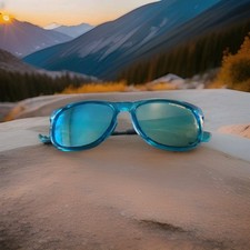 Tifosi SWANK Sunglasses Crystal Sky Blue Frame Smoke Tint w/ Bright Blue Mirror