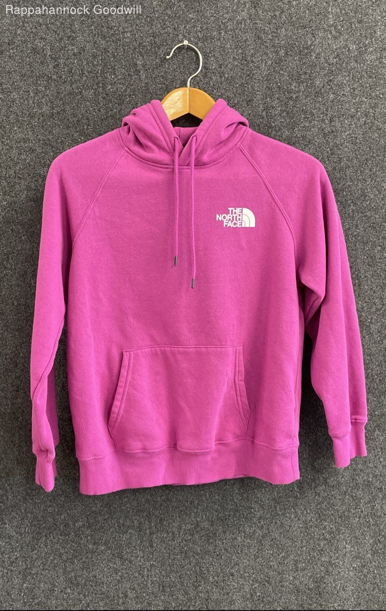 The North Face Women's Pink Hoodie Camo Box Logo Pullover Circular Design Sz M