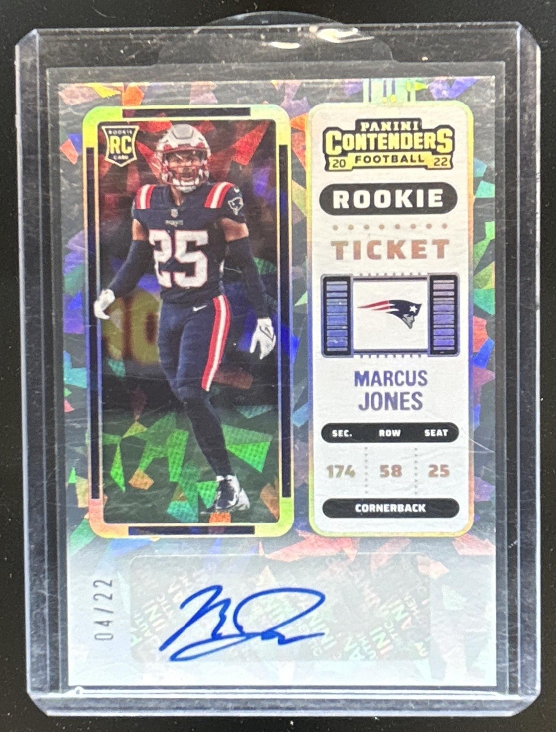 Marcus Jones Panini Contenders #190 Autograph-Cracked Ice